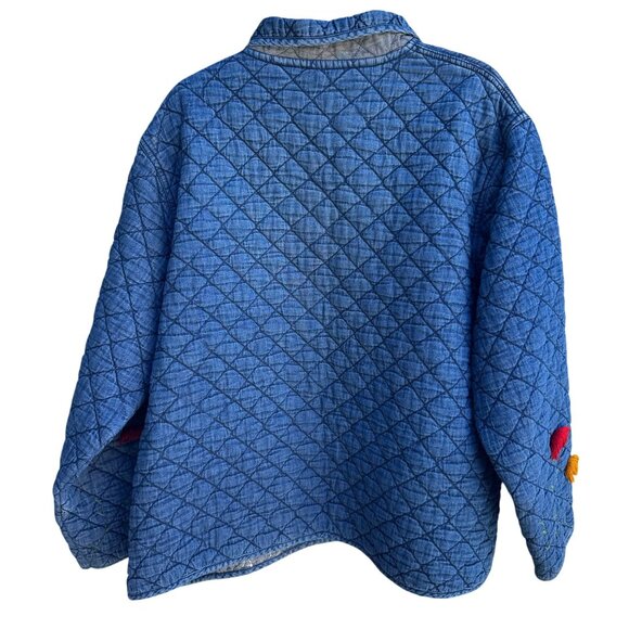 Maggie Barnes Petites Vintage Womens Floral Embroidery Quilted Denim Jacket 26WP - Picture 2 of 12